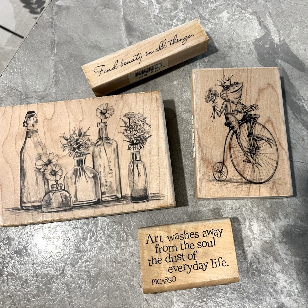 Vintage Inkadinkado Wooden Stamp Set(4)